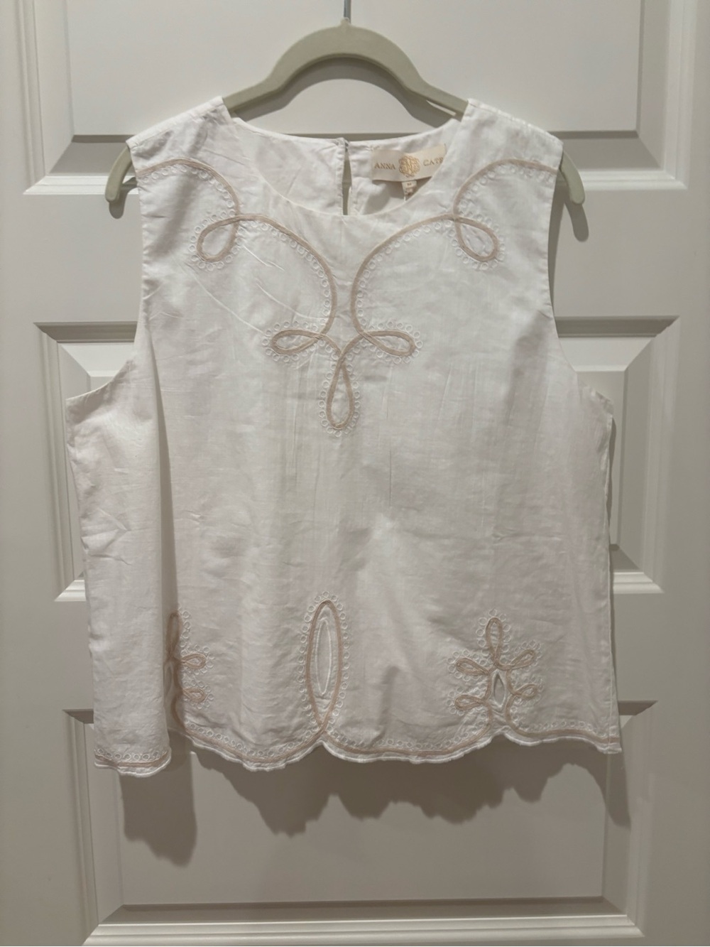 Anna Cate Sleeveless White Embroidered Blouse